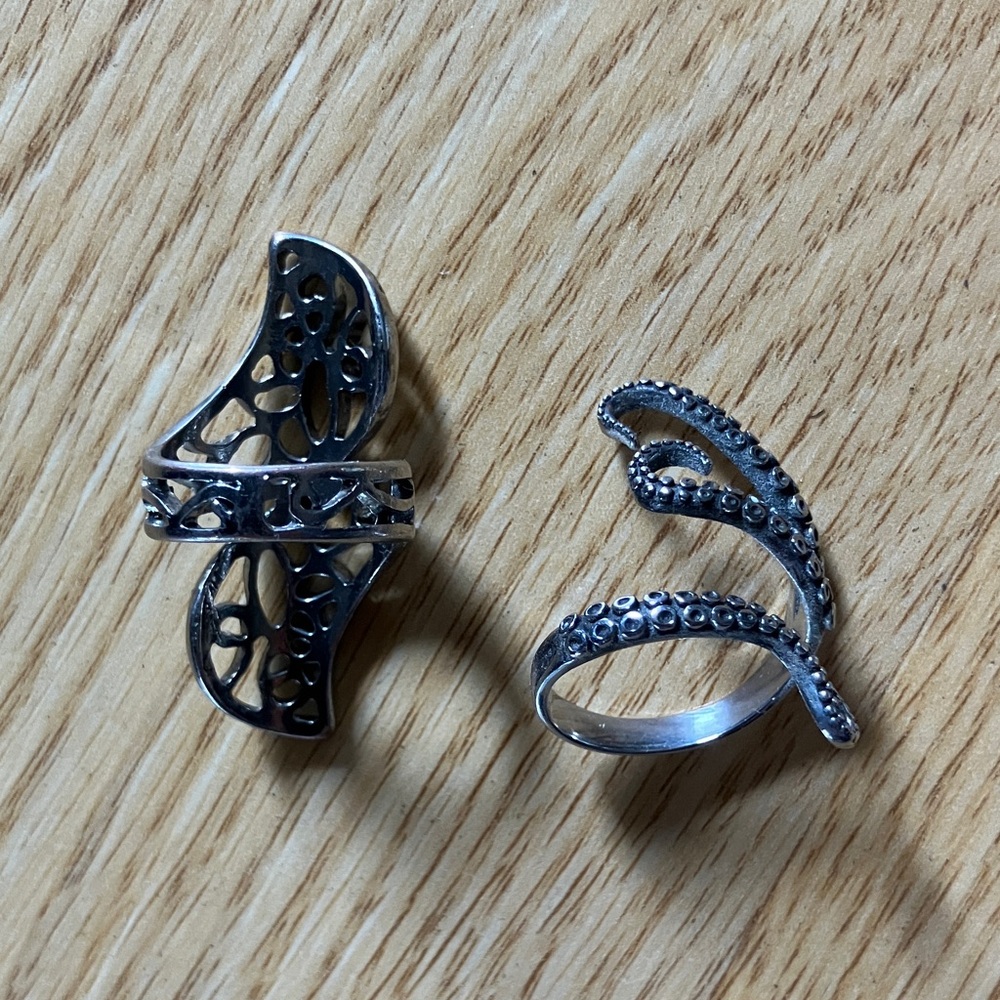 Intricate Silver Tentacle Ring - Picture 2 of 4